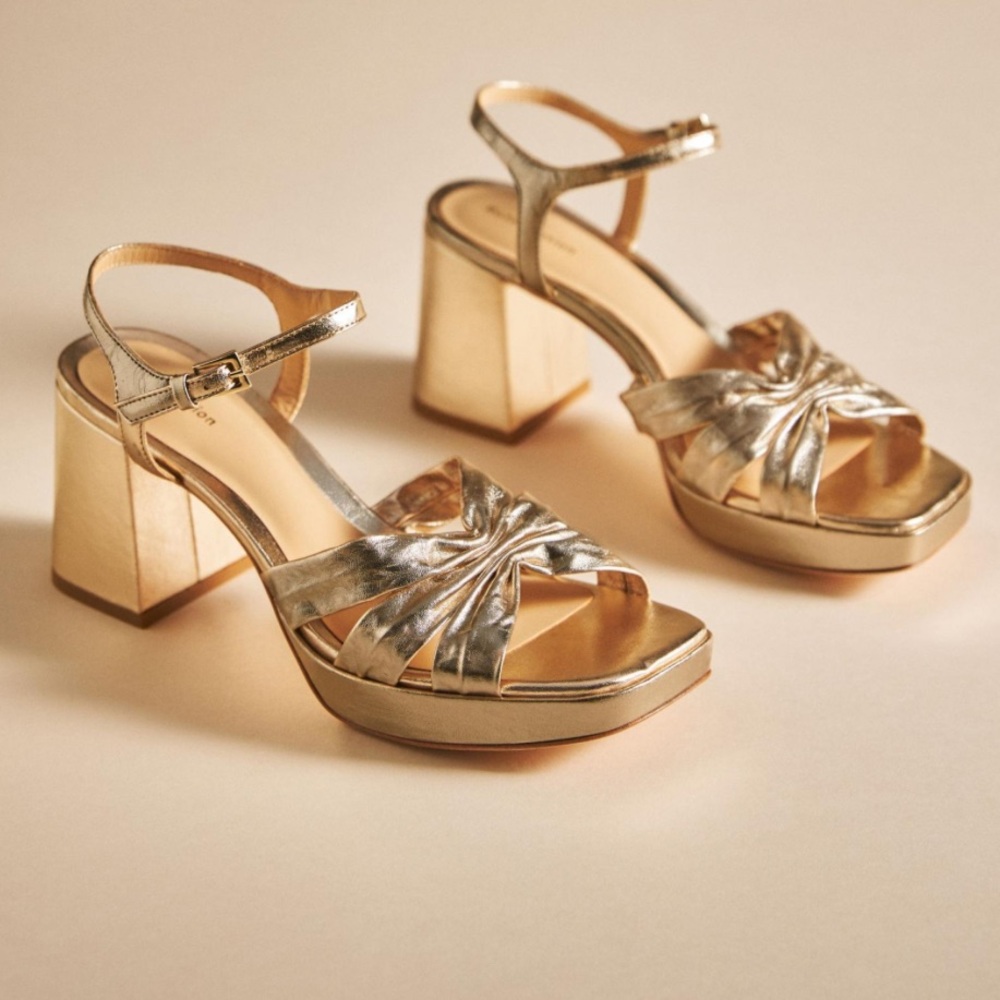 Reformation Gold Platform Sandals